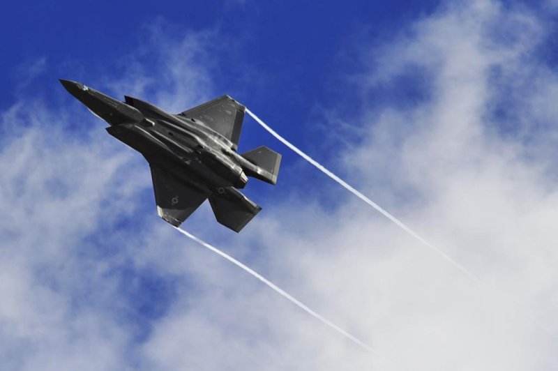 During a two-week trial, an F-35B was able to transfer MADL data to a Eurofighter Typhoon using a Link 16 format. Pictured: A U.S. Air Force F-35 performs flight maneuvers over Luke Air Force Base. U.S. Air Force photo by Senior Airman Devante Williams