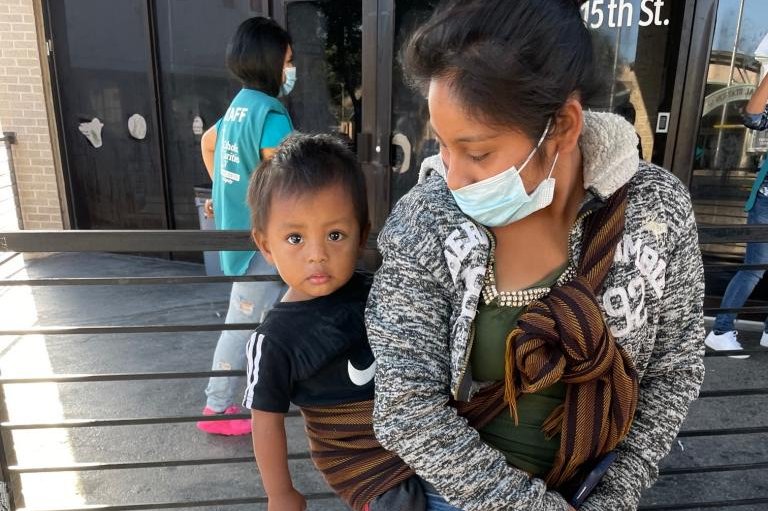 Most of the migrants who use Catholic Charities' Humanitarian Respite Center in McAllen, Texas, are families, many of them mothers traveling with children. Photo courtesy of Catholic Charities