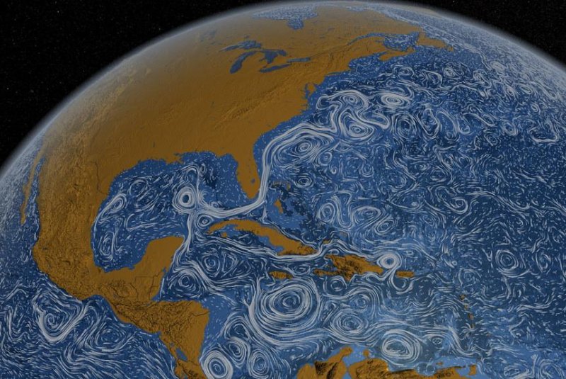 Ocean currents in Atlantic are driven by a large-scale, north-south pattern called the Gulf Stream System. Photo by NASA/Goddard Space Flight Center Scientific Visualization Studio