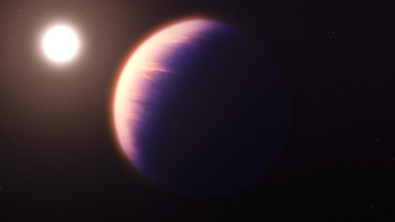 NASA's James Webb Telescope discovered the existence of carbon dioxide on an exoplanet known as WASP-39 b, marking the first such discovery on a planet outside of the solar system. Image courtesy NASA, ESA, CSA and J. Olmsted