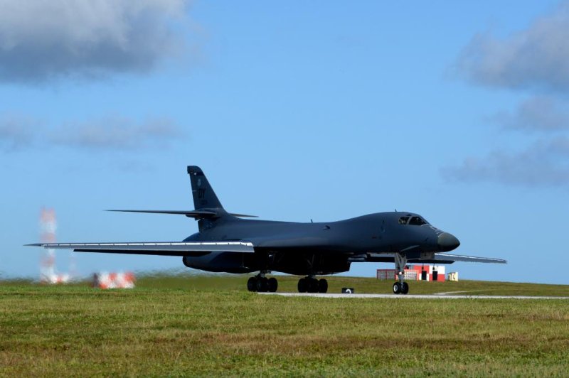 A B-1B Lancer taxis for take-off from Andersen Air Force Base in Guam. U.S. Air Force photo