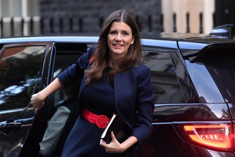 British Secretary of State for Digital, Culture, Media and Sport Michelle Donelan arrives at 10 Downing Street in London on November 8. She defended a proposed online safety bill on Monday. File Photo by Andy Rain/EPA-EFE
