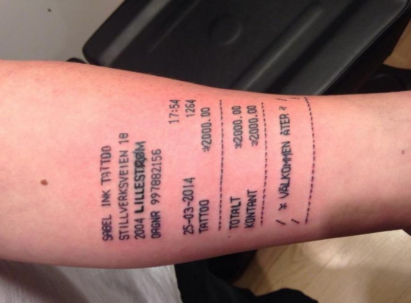 Norwegian teen gets a second receipt tattoo - UPI.com