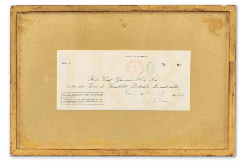 Receipt for invisible artwork by Yves Klein expected to fetch up to $551,000