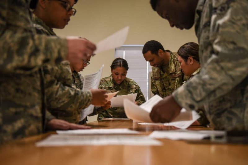 Personnel of Fairchild AFB in Spokane, Wash., prepare paperwork in anticipation of the arrival of 4,000 troops and aircraft from 29 countries participating in "Mobility Guardian 2019" exercises. Photo by SSgt. Dustin Miller/U.S. Air Force