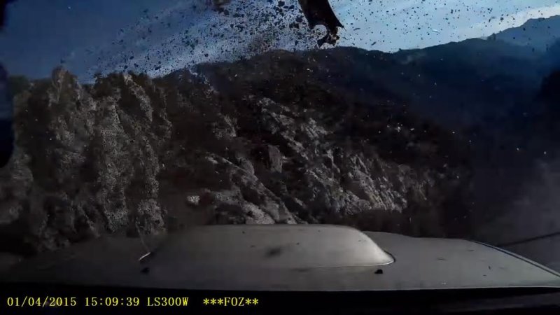 A dashboard camera records a crash in the San Gabriel Mountains. JukinMedia video screenshot