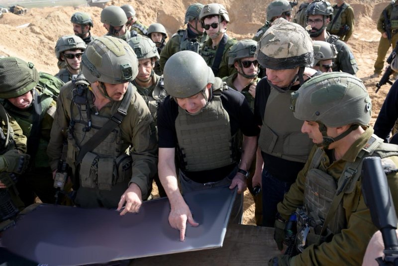 Israel’s embattled leader Benjamin Netanyahu, facing criticism from his own citizens about his handling of the war in Gaza, visited the occupied territory Sunday in body armor and a tactical helmet. Photo courtesy of Israel Prime Minister's Office/Twitter