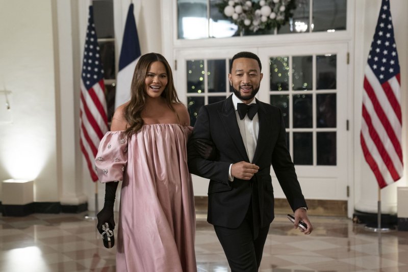 Chrissy Teigen (L) posted a loving tribute to her husband, John Legend, on his 44th birthday. File Photo by Sarah Silbiger/UPI