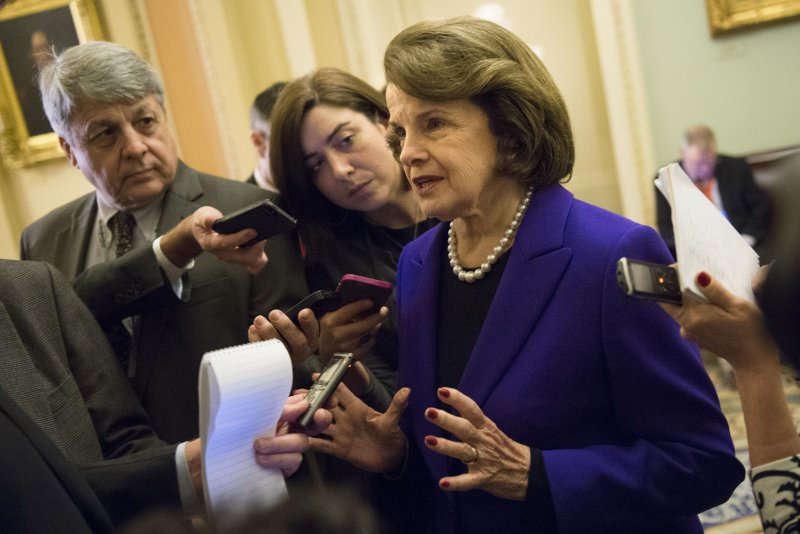 Sen. Dianne Feinstein, D-Calif, speaks to reporters after delivering a speech on the Senate Intelligence Committee's report on the CIA's interrogation techniques, in the U.S. Capitol Building on December 9, 2014 UPI/Kevin Dietsch | <a href="/News_Photos/lp/955c23f468d1186cfca37779b846b2f9/" target="_blank">License Photo</a>