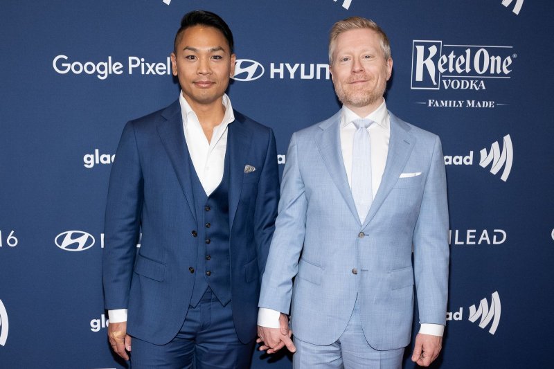 Ken Ithiphol (L) and Anthony Rapp have welcomed their first child via surrogate. File Photo by Gabriele Holtermann/UPI