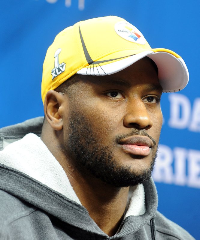 Pittsburgh Steelers linebacker James Harrison, shown prior to the Super Bowl last February, has been suspended for one game by the NFL for a hit on Cleveland quarterback Colt McCoy. UPI/Roger L. Wollenberg | <a href="/News_Photos/lp/01b6aa0a3309f969834d0b830b8f4bfd/" target="_blank">License Photo</a>