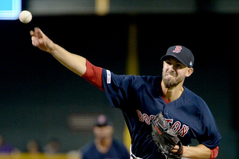 Boston Red Sox starting pitcher Rick Porcello is 9-8 with a 5.74 ERA this year. File Photo by Art Foxall/UPI