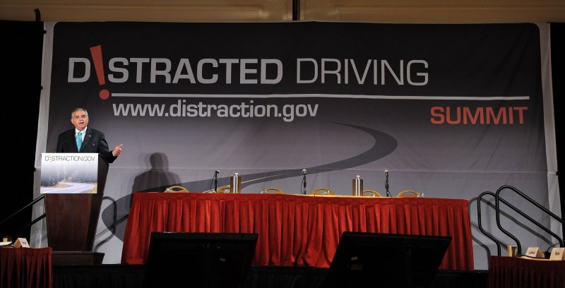 Secretary of Transportation Ray LaHood speaks during a Distracted Driving summit hosted by the Transportation Department at a hotel in Washington on September 21, 2010. UPI/Roger L. Wollenberg | <a href="/News_Photos/lp/d2579f144ca2ba430e344abb4139420c/" target="_blank">License Photo</a>