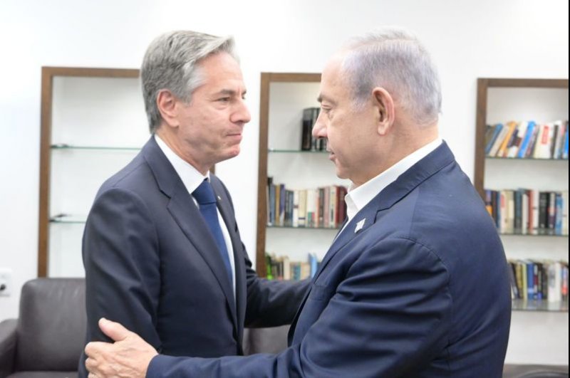 U.S. Secretary of State Antony Blinken arrived in Israel on Friday to hold talks with leaders while pushing for a "humanitarian pause" in fighting. Photo by Israel GPO/UPI