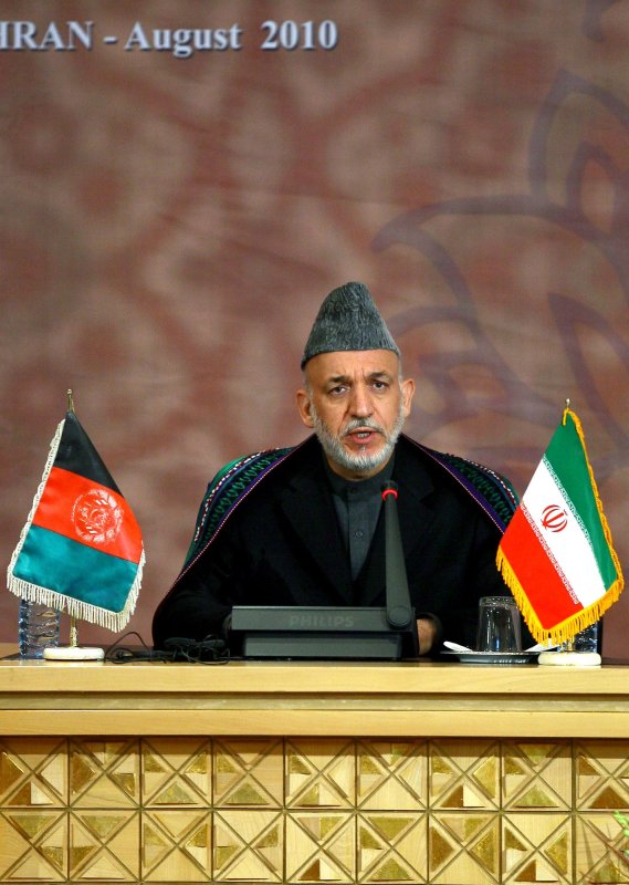 Afghanistan President Hamid Karzai speaks during a meeting in Iran Aug. 5, 2010. UPI/Maryam Rahmanian