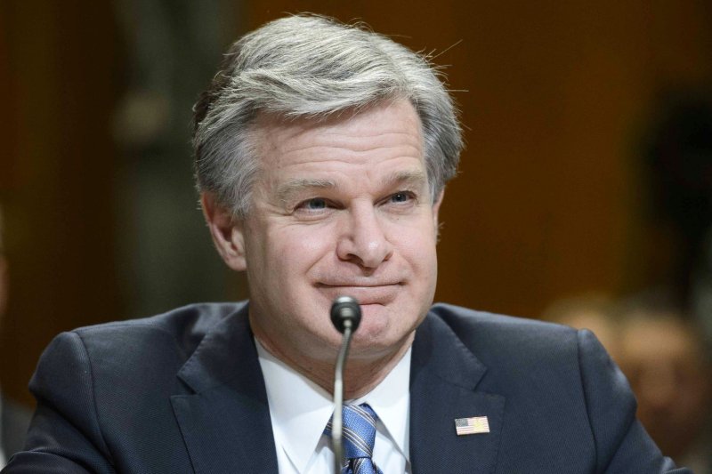 The House Oversight Committee will hold a contempt of Congress hearing on Christopher Wray (pictured in May), director of the FBI, over Wray allegedly withholding records relating to an investigation into President Joe Biden, according to Rep. James Comer, R-Ky. File Photo by Bonnie Cash/UPI