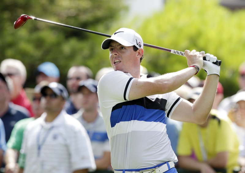 Rory McIlroy, shown at a tournament last August, owns a one-stroke lead going into Saturday's third round of the European Tour's Omega Dubai Desert Classic. McIlroy shot a 2-under-par 70 Friday in moving to 11-under for the tournament. UPI/John Angelillo