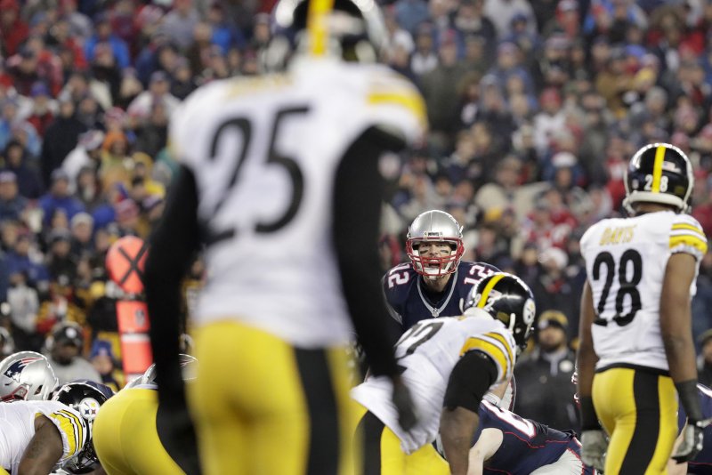New England Patriots quarterback Tom Brady calls out a play in the second half against the Pittsburgh Steelers in the AFC Championship game on January 22 at Gillette Stadium in Foxborough, Mass. File photo by John Angelillo/ UPI