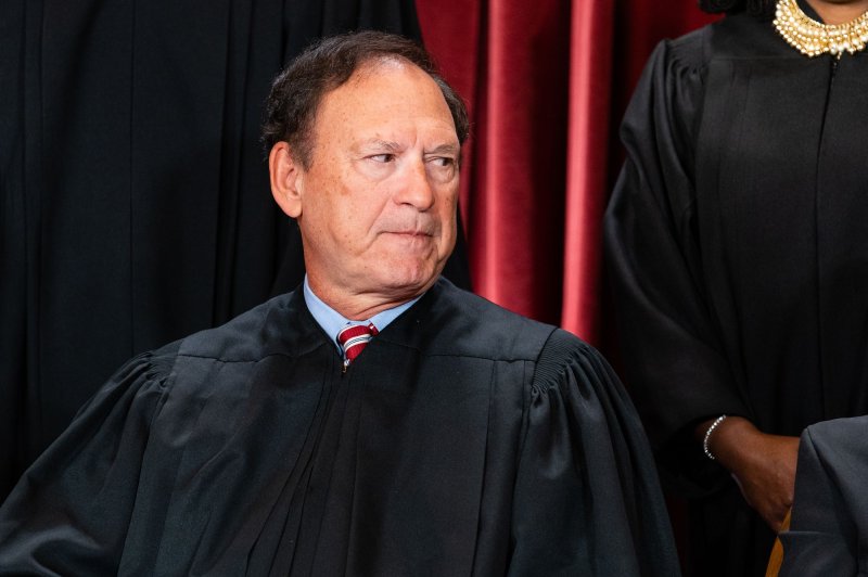 Associate Justice Samuel Alito Jr said the case between Jack Daniels and VIP Products over a dog toy that parodies a Jack Daniels whiskey bottle may involve a First Amendment issue, which he said would hold precedence over any trademark protections. File photo by Eric Lee/UPI