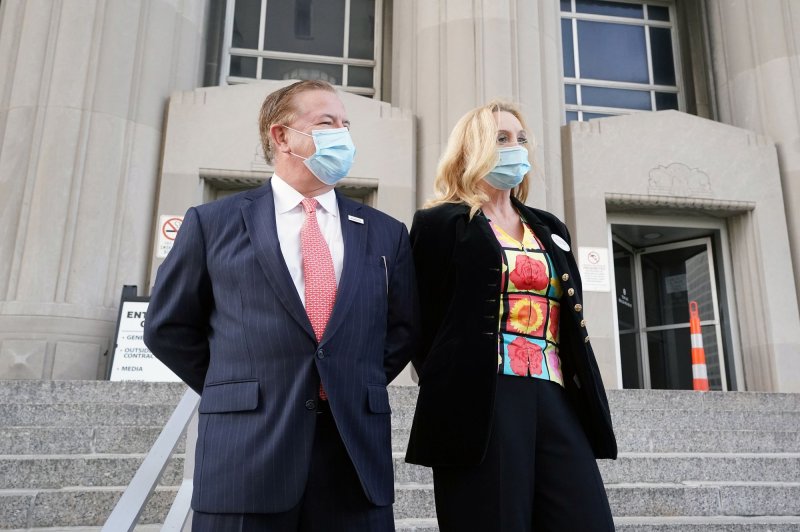 Mark and Patricia McCloskey pleaded not guilty Wednesday to grand jury charges related to a June incident during which they brandished guns at protesters who walked by their St. Louis home. Photo by Bill Greenblatt/UPI | <a href="/News_Photos/lp/7a2c6b482d0c9c5eb879b342f8ba3cf2/" target="_blank">License Photo</a>