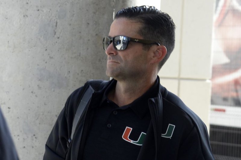 University of Miami Hurricanes football coach Manny Diaz tweeted "that just happened" Tuesday after he received a commitment from star recruit James Williams for 2021. File Photo by Joe Marino-Bill Cantrell/UPI
