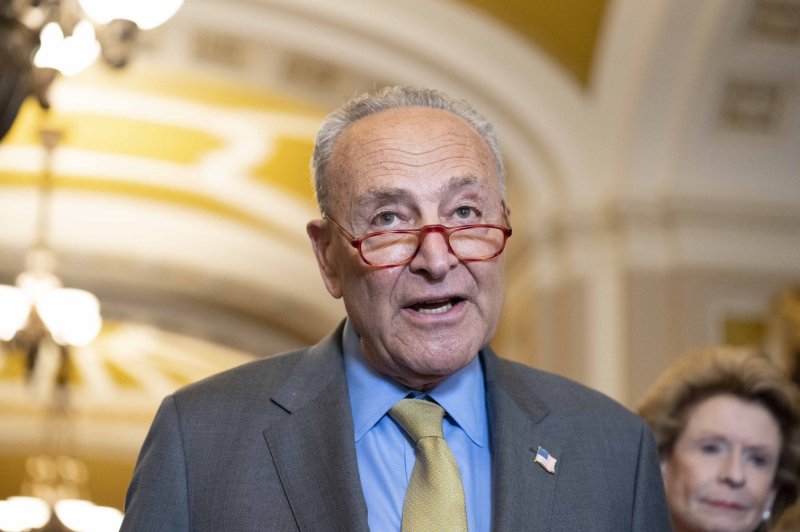 Senate Majority Leader Chuck Schumer, D-N.Y., said that he will keep the Senate in session until a bill raising the debt limit is passed. Photo by Bonnie Cash/UPI