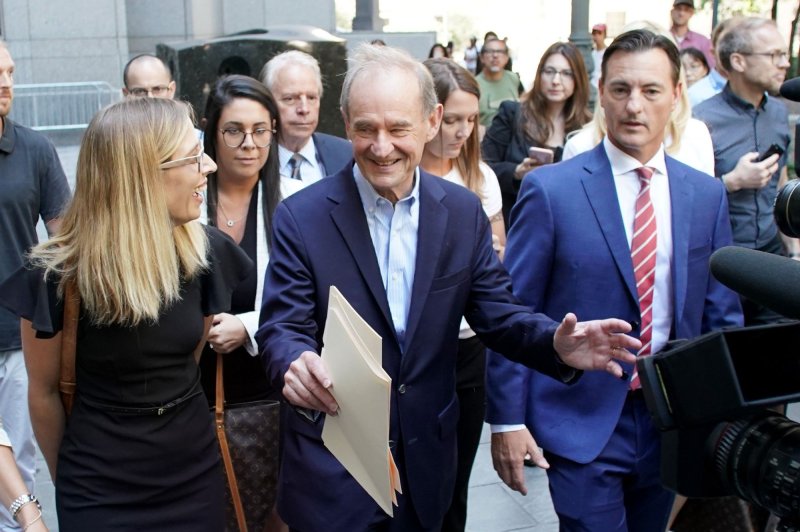 Attorney for a few of Jeffrey Epstein's alleged victims David Boies walks out of the courthouse after Epstein appeared in Manhattan Federal Court Monday. Photo by John Angelillo/UPI