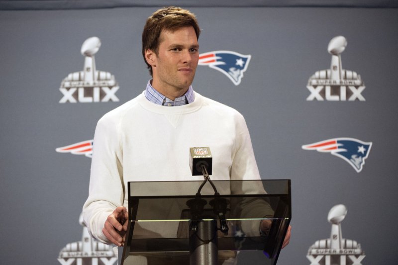 New England Patriots quarterback Tom Brady speaks to the press during a Super Bowl XLIX media availability at the team's compound in Phoenix, Arizona, January 26, 2015. The Patriots will take on the Seattle Seahawks in Super Bowl XLIX on Sunday, February 1. Photo by Kevin Dietsch/UPI
