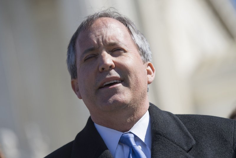 Texas Attorney General Ken Paxton speaks to the media in Washington, D.C. on March 2, 2016. File Photo by Kevin Dietsch/UPI | <a href="/News_Photos/lp/7a75455d15ebc4a555cbae71e1454aa1/" target="_blank">License Photo</a>
