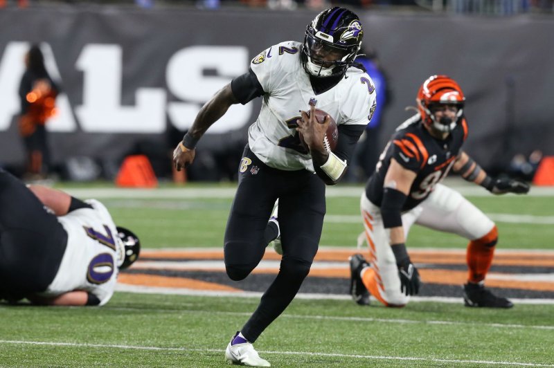 Baltimore Ravens quarterback Tyler Huntley totaled two touchdown passes and three interceptions in 2022-23. File Photo by John Sommers II/UPI
