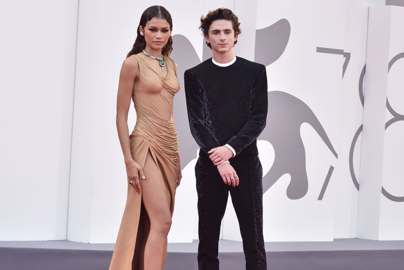 "Dune" stars Zendaya (L) and Timothée Chalamet attend the red carpet of the film during the 78th Venice International Film Festival on September 3. File Photo by Rocco Spaziani/UPI