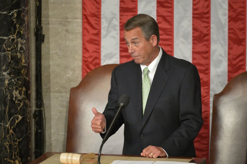 Speaker of the House John Boehner gives a thumbs up before President Barack Obama delivers his State of the Union address to a joint session of congress and the American people in the House Chamber at the U.S. Capitol on January 28, 2014 in Washington, DC. (UPI/Kevin Dietsch)