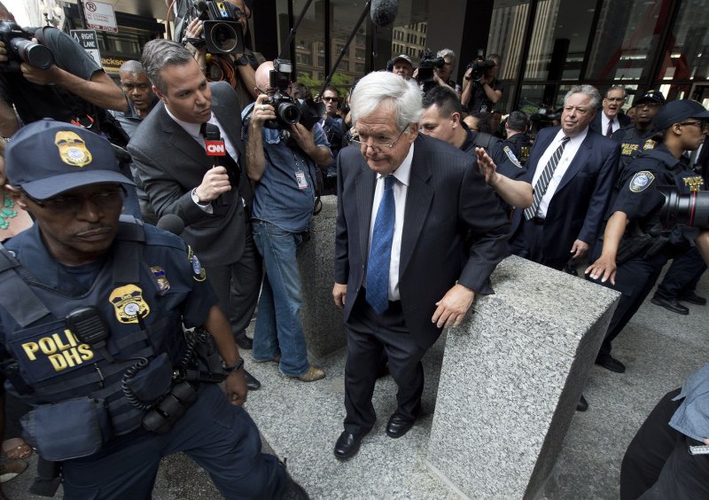 Federal prosecutors said that former Speaker of the House Dennis Hastert, seen here leaving federal court in June 2015, sexually abused at least four boys and a potential fifth who died years after the abuse, while working as a wrestling coach in Illinois. The accusations came to light during Hastert's trial for paying a total of $3.5 million in hush-money to an alleged victim identified as Individual A. According to documents the incident with Individual A involved Hastert touching him sexually at a motel under the guise of treating a groin injury.  Photo by Brian Kersey/UPI