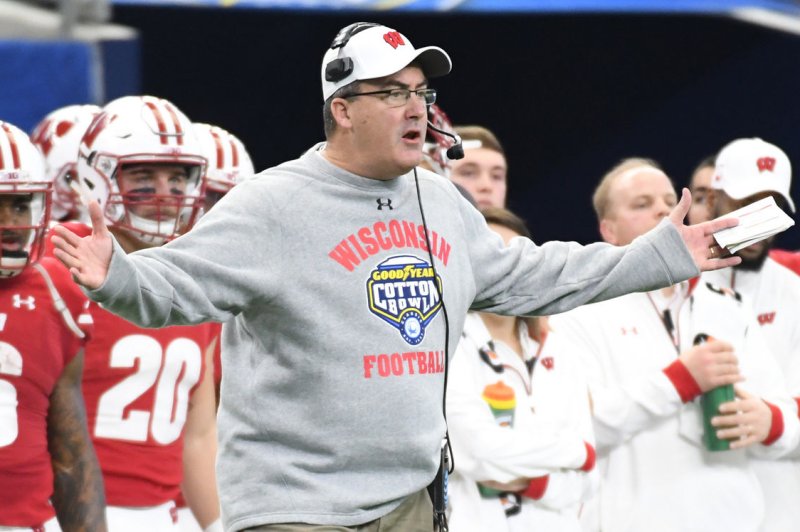 Former Wisconsin head coach Paul Chryst led the Badgers to a 67-26 record in eight seasons with the program. File Photo by Ian Halprin/UPI | <a href="/News_Photos/lp/f037b13c52493c667f087e758abb1888/" target="_blank">License Photo</a>