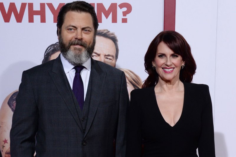 Nick Offerman (L) and Megan Mullally will host the 2022 Independent Spirit Awards on Sunday. &nbsp;File Photo by Jim Ruymen/UPI