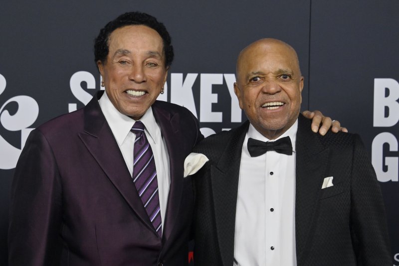 Smokey Robinson (L) and Berry Gordy attend the MusiCares Persons of the Year gala at the Los Angeles Convention Center on Los Angeles on Friday. Photo by Jim Ruymen/UPI