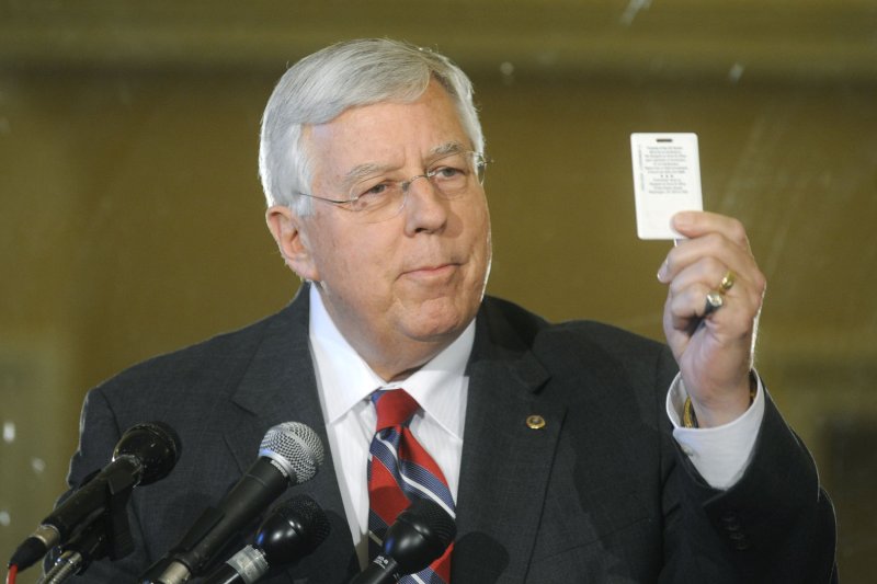 Senate Budget Committee Chairman Mike Enzi, R-Wy., released his party's 2017 budget resolution Friday, which calls for enacting a sweeping overhaul of the nation's tax code. File photo by Kevin Dietsch/UPI