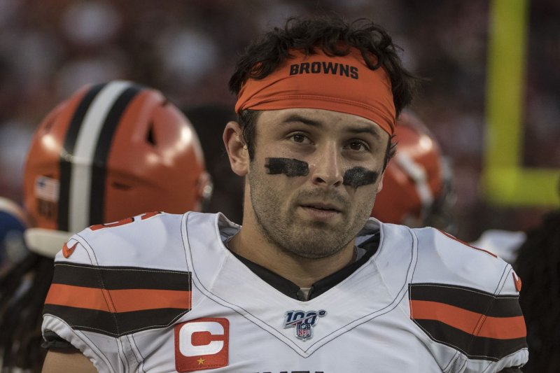 Cleveland Browns quarterback Baker Mayfield, shown Oct. 7, 2019, was the No. 1 overall pick in the 2018 draft. File Photo by Terry Schmitt/UPI
