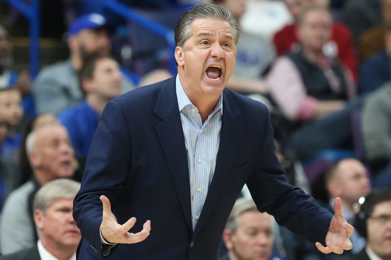 Coach John Calipari and the Kentucky Wildcats have +1200 odds at winning the national championship, according to SportsBetting.AG. File Photo by BIll Greenblatt/UPI