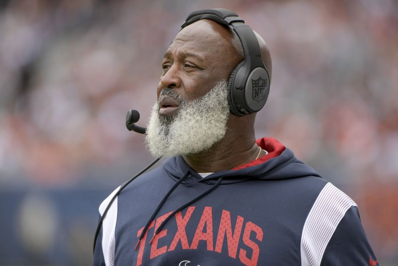The Houston Texans, who fired Lovie Smith on Sunday, promoted him to head coach in February. File Photo by Mark Black/UPI
