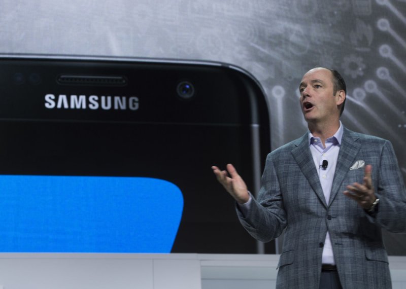 Tim Baxter, President and COO of Samsung Electronics America, speaks during the Samsung press conference ahead of the 2017 International CES, a trade show of consumer electronics, in Las Vegas, Nevada, January 4, 2017. Photo by Molly Riley/UPI