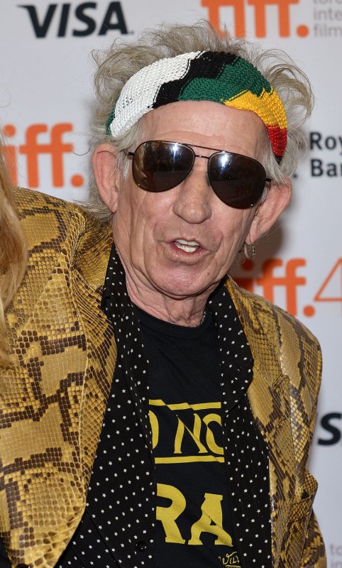 Rolling Stones guitarist Keith Richards arrives at the world premiere of the documentary "Keith Richards: Under The Influence" at the Toronto International Film Festival on September 17, 2015. File Photo by Christine Chew/UPI | <a href="/News_Photos/lp/d35bc1b5bc6f5af4b7de6aa943b1fdb3/" target="_blank">License Photo</a>