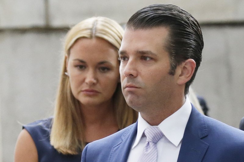 Donald Trump Jr. and wife Vanessa Trump arrive at a New York City court on July 26, 2018. File Photo by John Angelillo/UPI