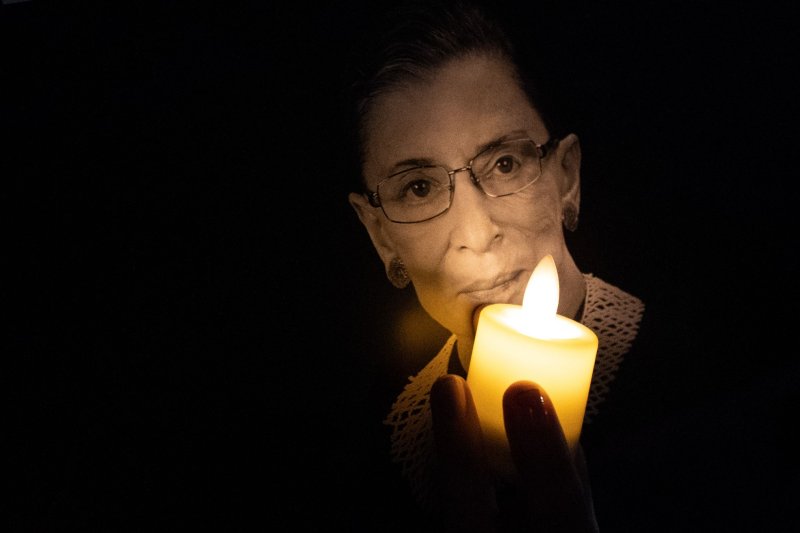 More than 150 items belonging to the late Supreme Court Justice Ruth Bader Ginsburg will be auctioned off by Virginia-based auction house the Potomack Company. File Photo by Kevin Dietsch/UPI