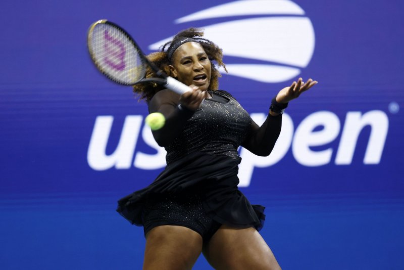 Serena Williams returns a ball to Anett Kontaveit of Estonia during her second-round match at the 2022 U.S. Open on Wednesday the USTA Billie Jean King National Tennis Center in Flushing, N.Y. Photo by John Angelillo/UPI | <a href="/News_Photos/lp/eff68c60aa2c34a4335cf7cdb4f18b2e/" target="_blank">License Photo</a>
