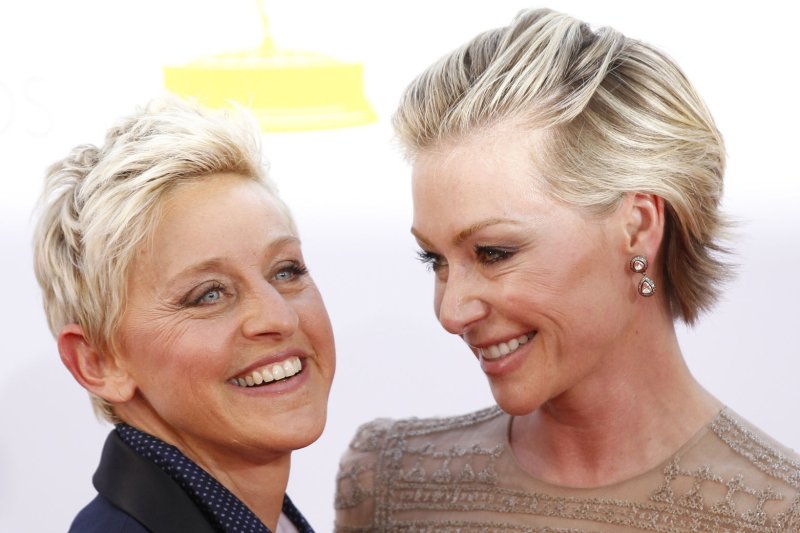 Ellen DeGeneres and Portia de Rossi. UPI/Danny Moloshok