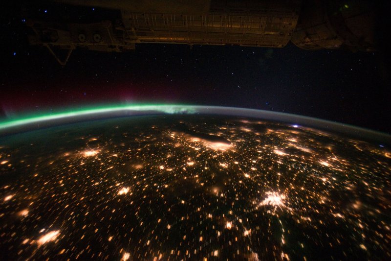 The aurora borealis, or northern lights, is visible over the Midwestern United States in this September 2011 image taken by a member of the Expedition 29 crew aboard the International Space Station. File Photo by NASA/UPI