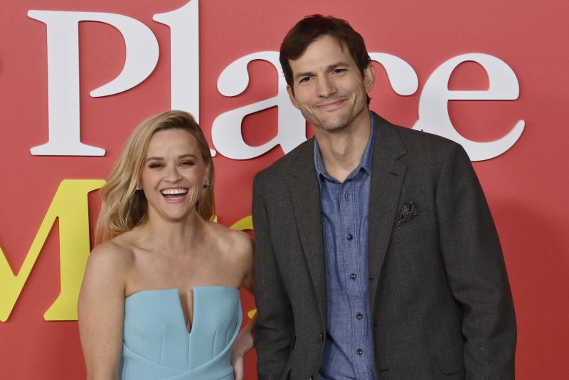 Reese Witherspoon (L) and Ashton Kutcher attend the Los Angeles premiere of "Your Place or Mine" on Thursday. Photo by Jim Ruymen/UPI