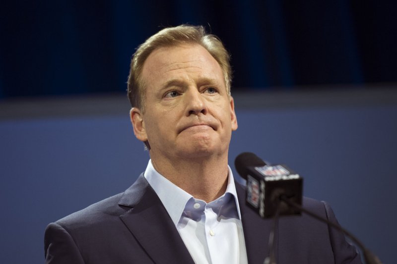 NFL Commissioner Roger Goodell holds a press conference prior to Super Bowl LI in Houston, Texas on February 1, 2017. Goodell spoke on possible rule changes, speeding up the pace of play and other player and game related issues. The New England Patriots and the Atlanta Falcons will face off this Sunday in Super Bowl LI. Photo by Kevin Dietsch/UPI