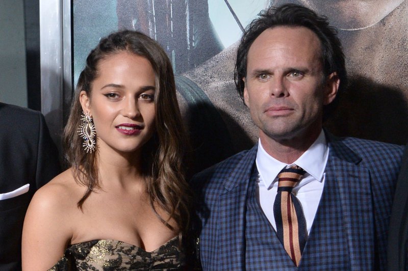 Walton Goggins (R) with Alicia Vikander (L). Goggins is set to star in the second season of "Deep State." File Photo by Jim Ruymen/UPI